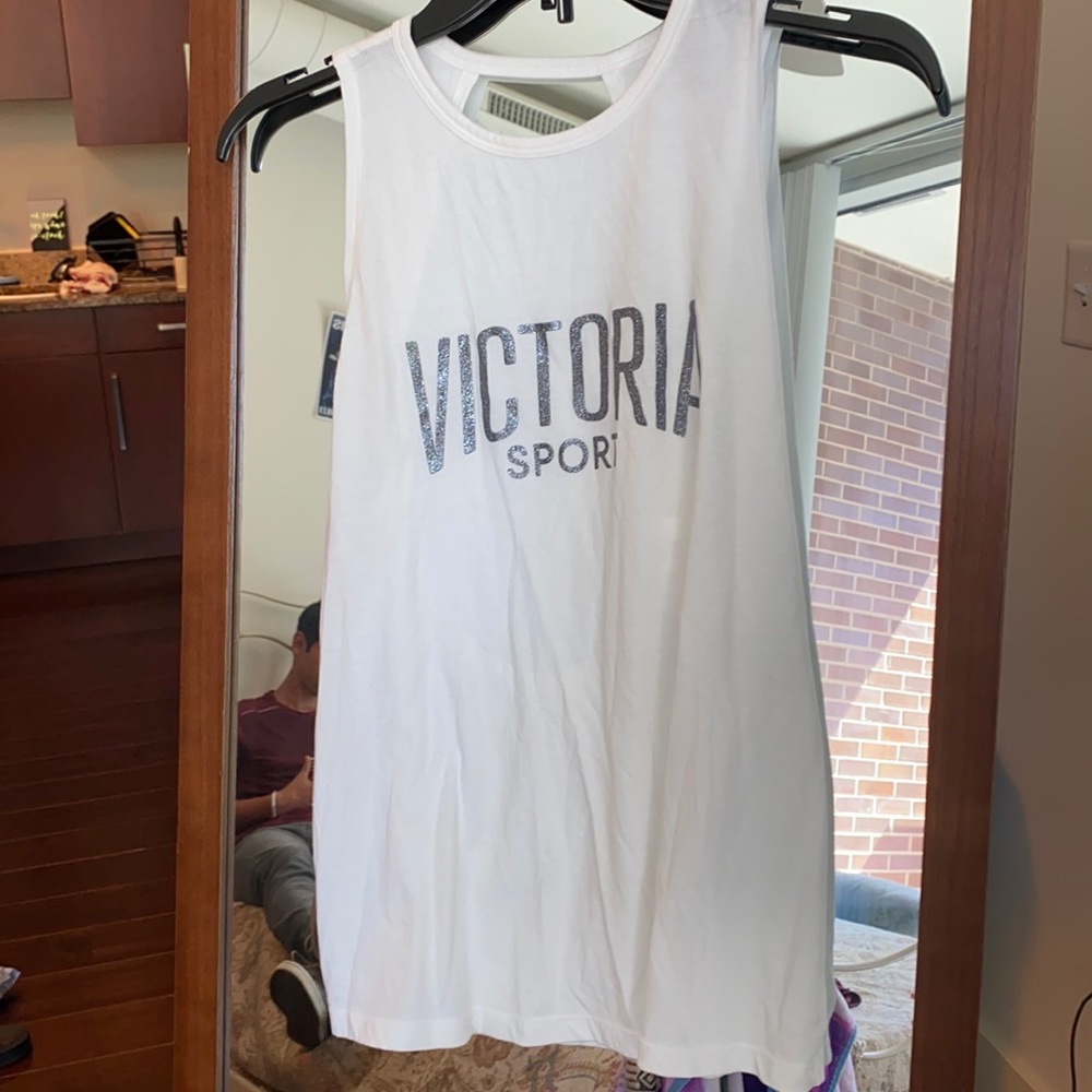 Backless white Victoria Secret work out tee